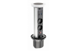 Настольный выдвижной удлинитель CAMINO 100мм, 2xSCHUCKO, USB A+C, индукционная зарядка 10W, белый