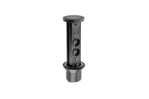 Настольный выдвижной удлинитель CAMINO 100мм, 2xSCHUCKO, USB A+C, индукционная зарядка 10W, черный
