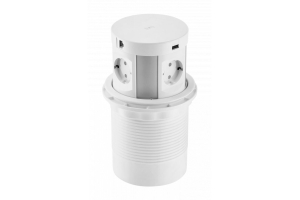 Выдвижной блок розеток COMFORT PLUS 4хSCHUKO, 2xUSB, 2xRJ45, индукционная зарядка 5W, белый