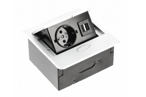 Выдвижной блок розеток AVARO 1xSCHUKO, 2xUSB A, белый