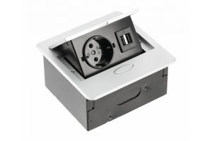 Выдвижной блок розеток AVARO 1xSCHUKO, 2xUSB A, серебристый