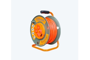 Удлинитель силовой на катушке GLANZEN 4 гн. ПВС 3х1,5 IP44, 50 м