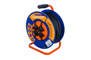 Удлинитель силовой на катушке GLANZEN 4 гн. КГ 3х2,5, 50 м