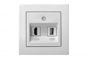 HDMI+USB-002-01 E/B розетка скрытого монтажа "HDMI+USB", белый