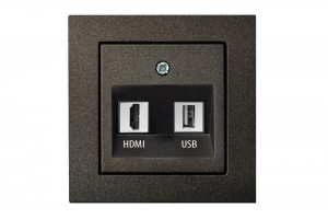 HDMI+USB-002-01 E/J розетка скрытого монтажа "HDMI+USB", антрацит