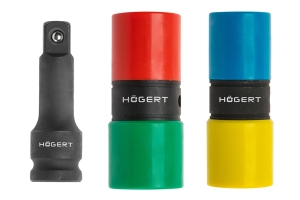 Hoegert Набор двухсторонних ударных головок 17, 19, 21, 22 мм и ударный удлинитель 1/2", CrMo HT4R006