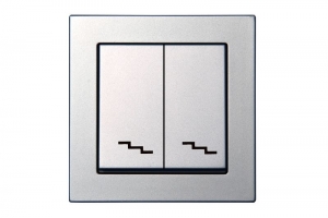 IP6+6 10-001-01 E/Mt 2-клавишный переключатель скрытого монтажа, металлик