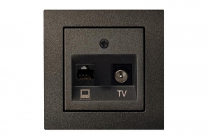 ITVKL-1-01 E/J розетка ТВ+компьютер скрытого монтажа, антрацит