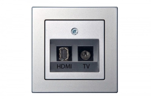 HDMI+TV-002-01 E/Mt розетка скрытого монтажа "HDMI+TV", металлик