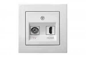HDMI+TV-002-01 E/B розетка скрытого монтажа "HDMI+TV", белый